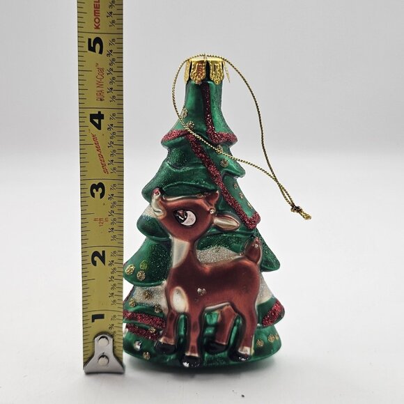Rudolph The Red Nosed Reindeer Christmas Tree Glass Ornament 1990s 4.75 in VTG - Picture 8 of 8